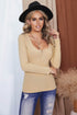 U Neck Button Knit Long Sleeve Top